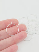 5 pairs x Silver Plated Stainless Steel Beadable Earring Hoops, 20mm (1912)