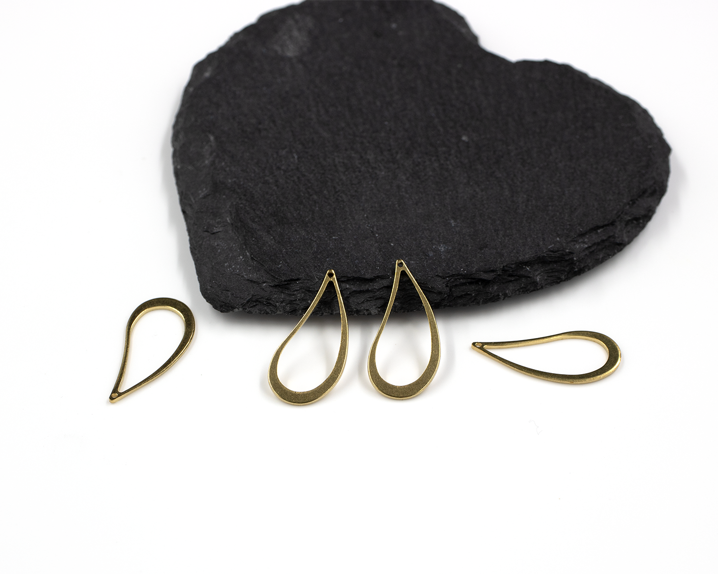 4 x Raw Brass Teardrop Charms, 29x13mm (C0496)