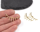 2 x Raw Brass Eyelash Pendants, 37x20mm (C0499)