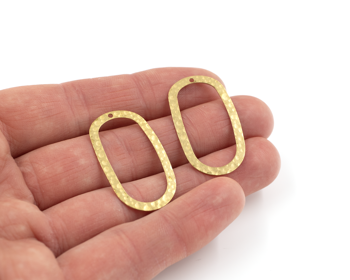 6 x Raw Brass Open Hammered Pendant, 35x20mm (C0503)