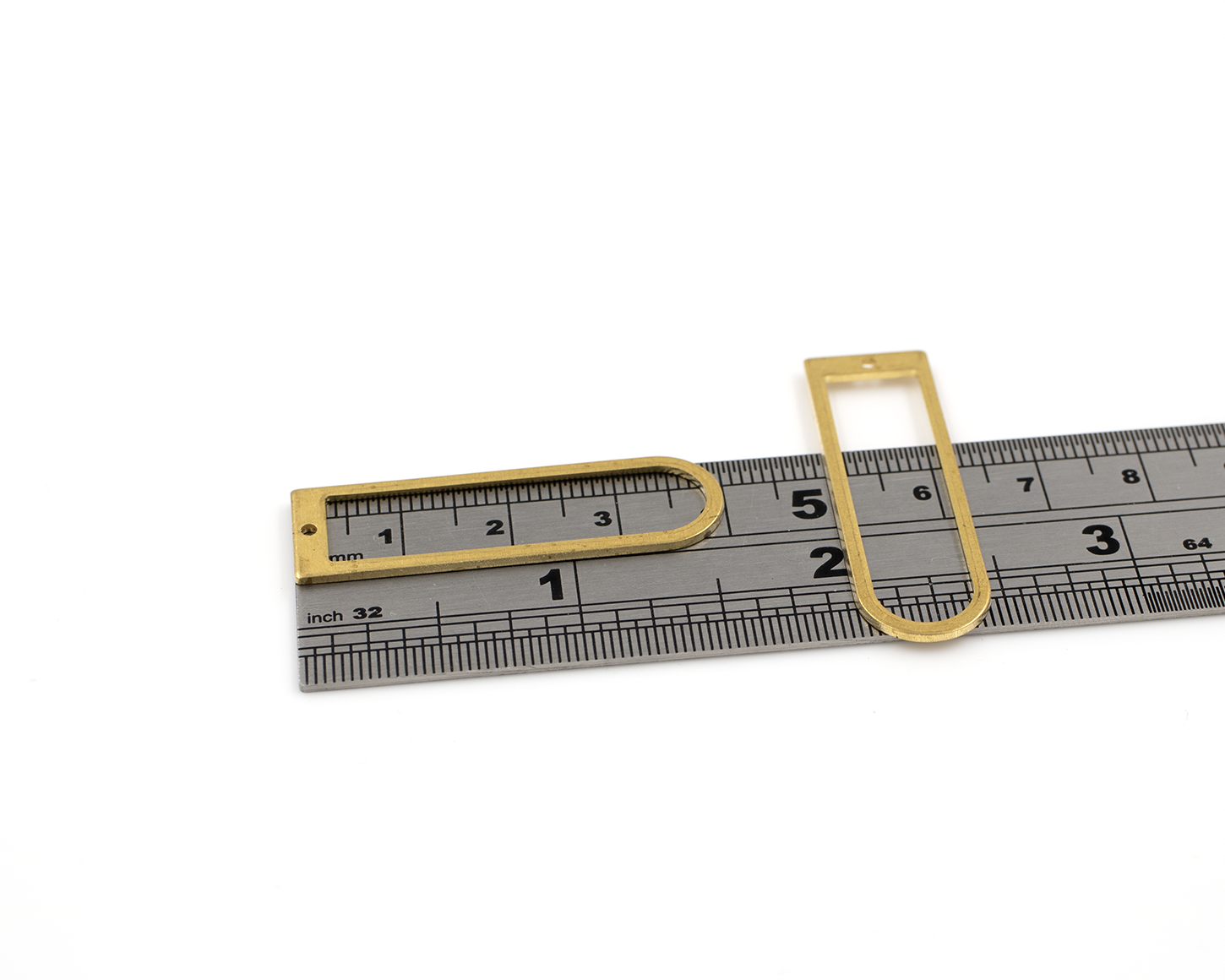 4 x Raw Brass Long D Shape Charms, 40x13mm (C0508)