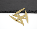 10 x Raw Brass Leaf Drops, 42x6mm (C0513)