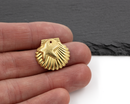 6 x Raw Brass Starfish Shell Pendant, 24x22mm (C0516)