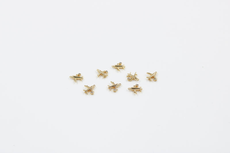 1 x Tiny 18K Gold Plated 3D Airplane Pendant, 11x10mm (1427G)