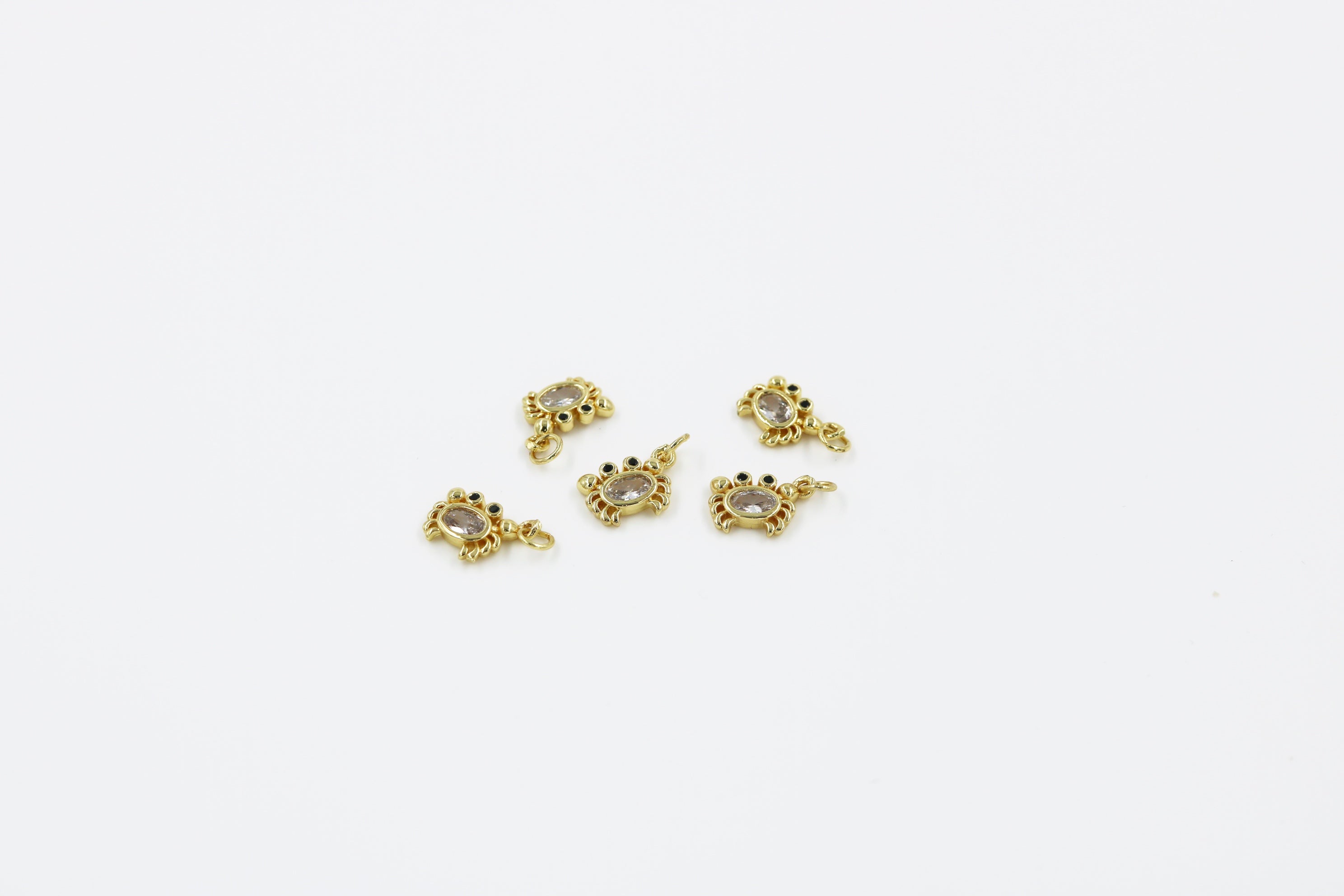 1 x 18K Gold Plated Sea Crab Pendant with Cubic Zirconia, 15x12mm (1449)