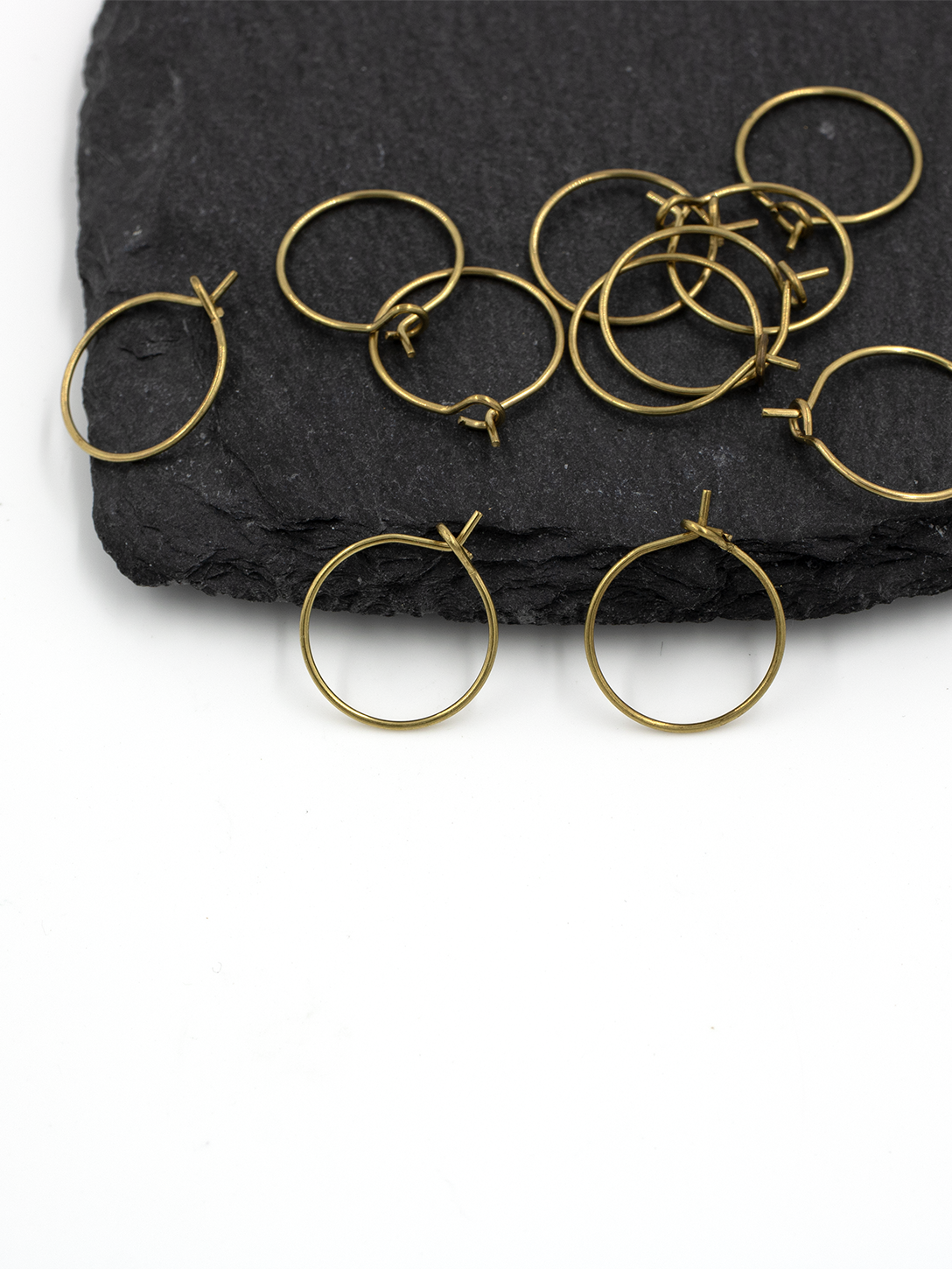 14 pairs x Raw Brass Earring Hoops, 15mm (C0702)