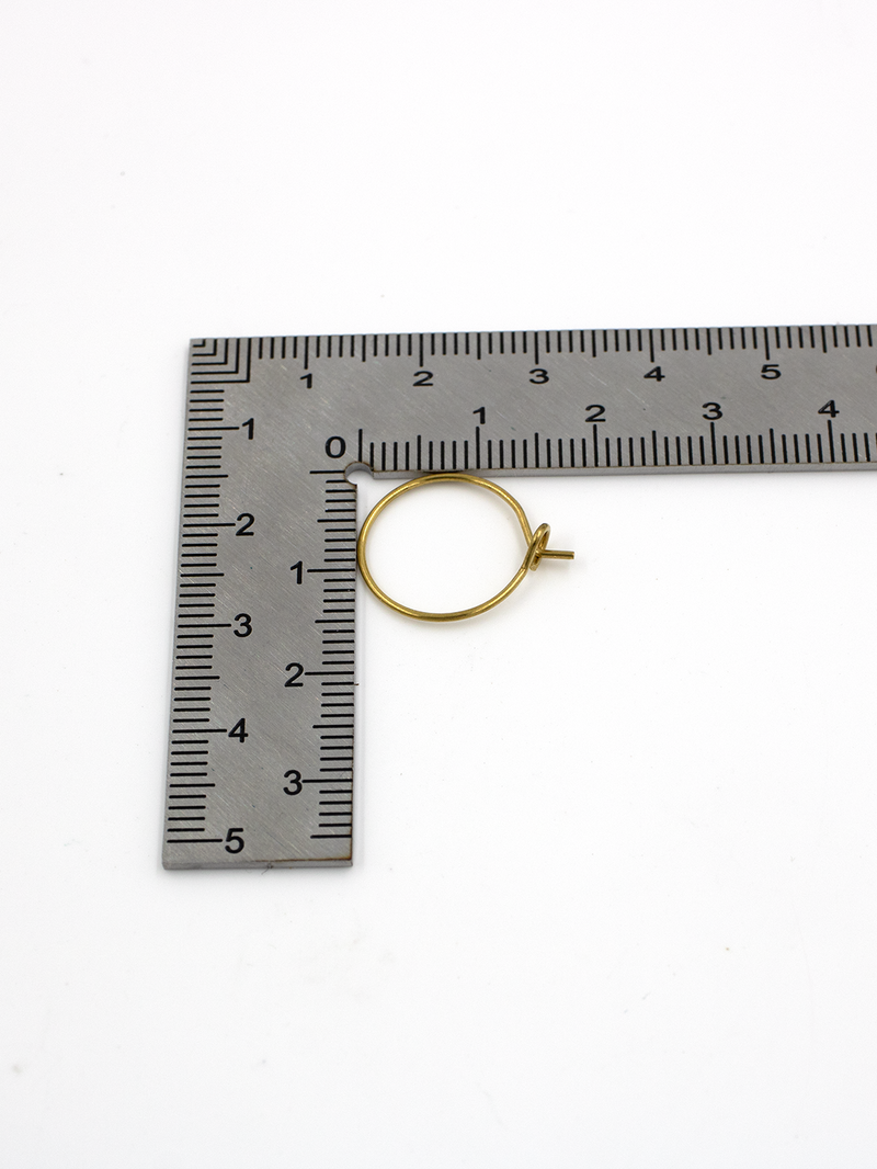 14 pairs x Raw Brass Earring Hoops, 15mm (C0702)