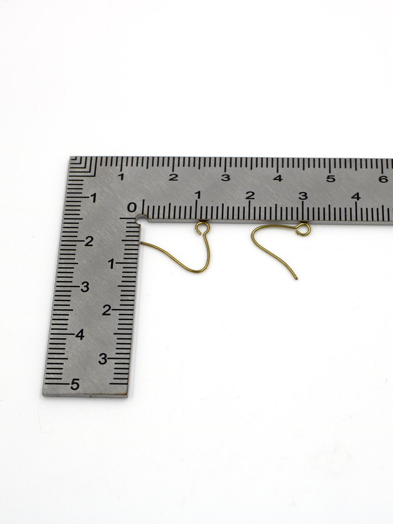 20 pairs x Tiny Raw Brass Earring Hooks, 11mm Plain Fishhook Earring Wire (C0707)