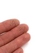 20 pairs x Tiny Raw Brass Earring Hooks, 11mm Plain Fishhook Earring Wire (C0707)
