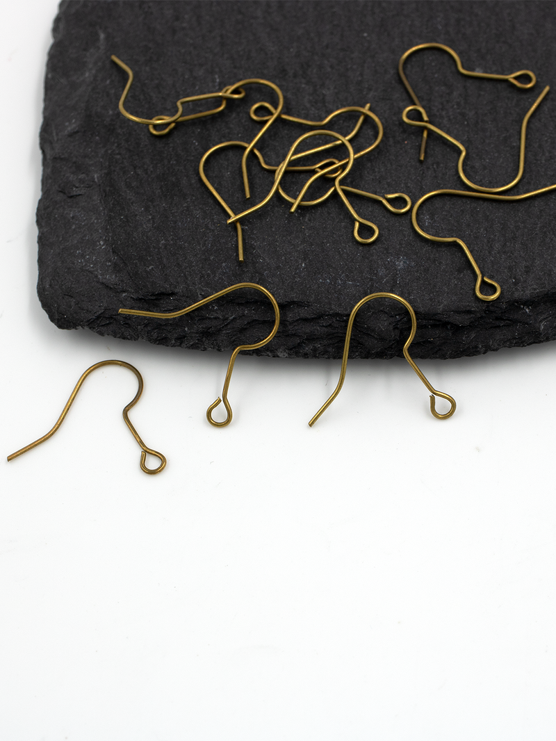20 x Raw Brass Long Neck Earring Hooks (C0711)
