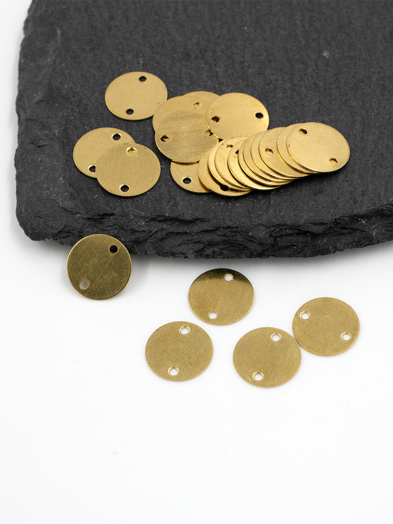 20 x Raw Brass Coin Shaped Jewellery Links, 12mm (C0205)