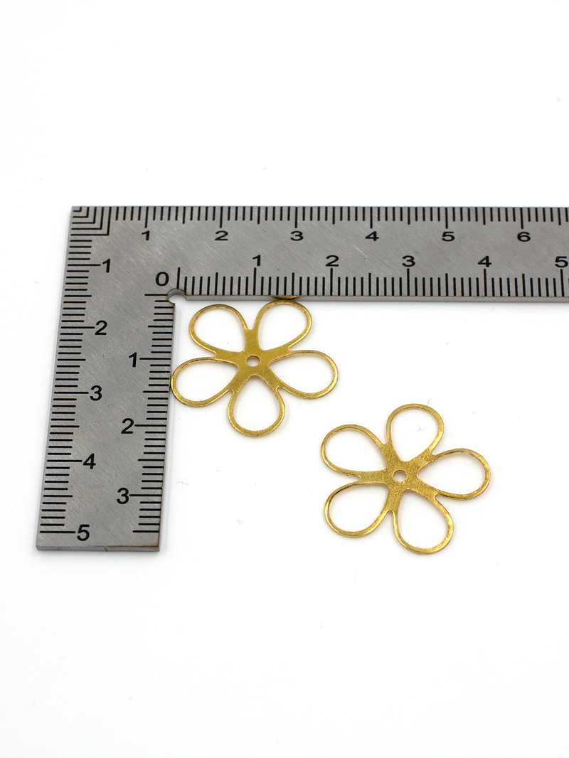10 x Raw Brass Open Flower Links, 22mm Brass Flower Charms (C0120)