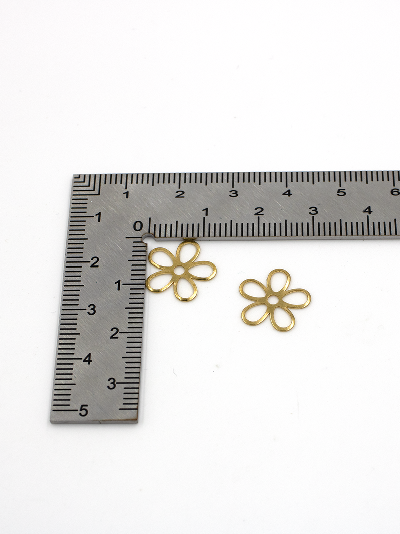 30 x Raw Brass Open Flower Links, 13mm (C0124)
