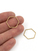 20 x Raw Brass Hexagon Jewellery Connectors, 23x20mm (C0644)