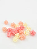 10 x Mix of Pastel Coral Rose Bud Beads, 10mm (3579)