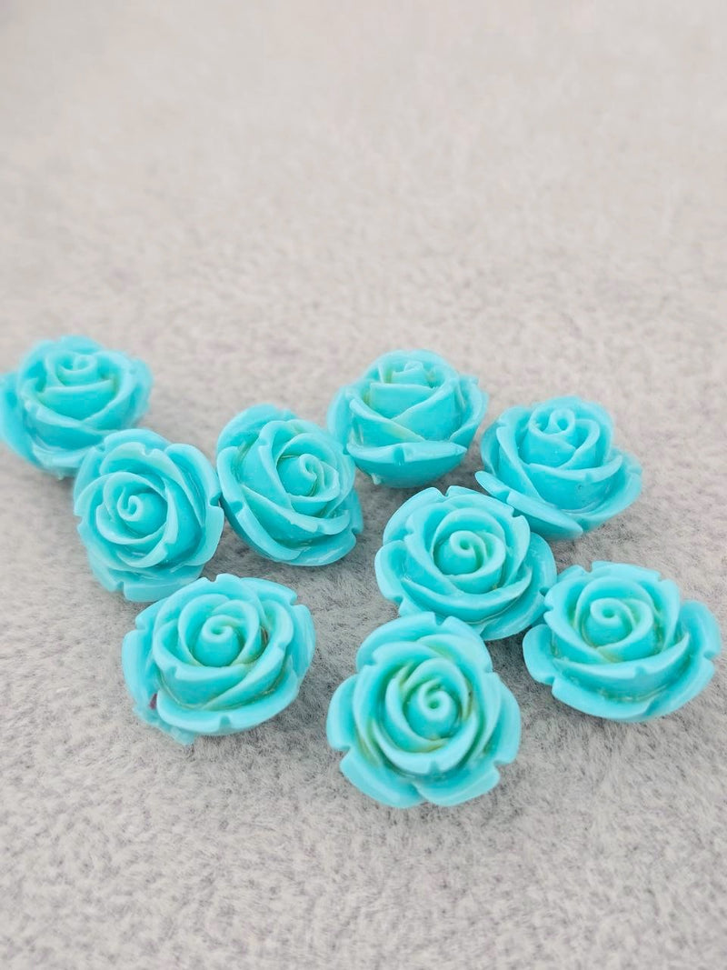 6 x Turquoise Coral Rose Bud Beads, 15mm (3580)