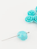6 x Turquoise Coral Rose Bud Beads, 15mm (3580)