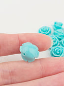 6 x Turquoise Coral Rose Bud Beads, 15mm (3580)