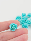6 x Turquoise Coral Rose Bud Beads, 15mm (3580)