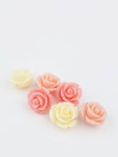 6 x Mix of Pastel Coral Rose Bud Beads, 15mm (3584)