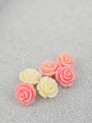 6 x Mix of Pastel Coral Rose Bud Beads, 15mm (3584)