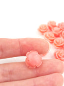 10 x Pink Coral Rose Bud Beads, 15mm (3583)