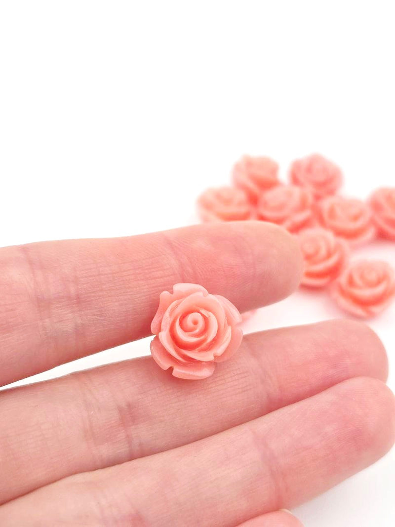 10 x Pink Coral Rose Bud Beads, 15mm (3583)
