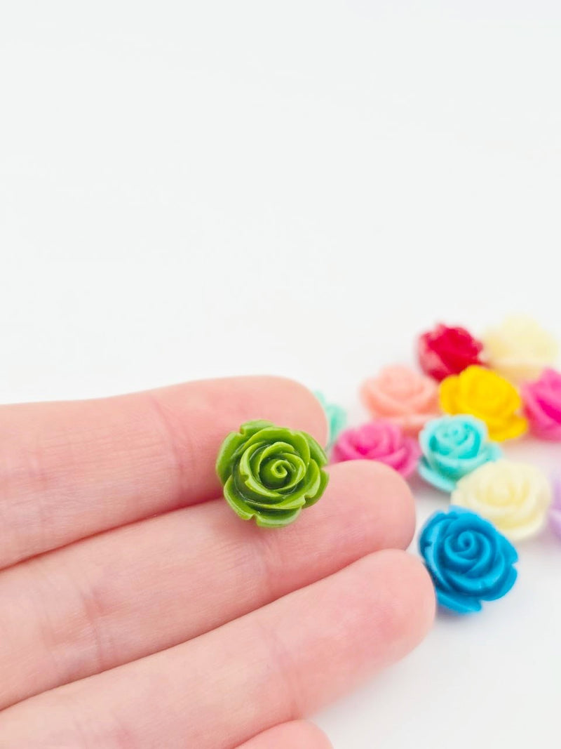 10 x Mixed Colour Coral Rose Bud Beads, 15mm (3583)