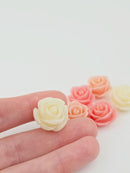 6 x Mix of Pastel Coral Rose Bud Beads, 20mm (3582)