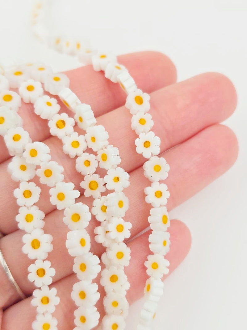 6mm Murano Glass Daisy Flower Beads (3660)