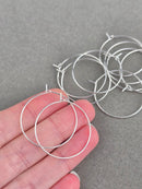 925 Sterling Silver Plated Steel Earring Hoop Wire, 30mm