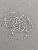 925 Sterling Silver Plated Steel Earring Hoop Wire, 30mm