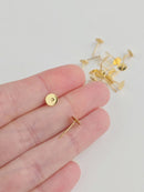 20 x 18K Gold Plated Stainless Steel Flat Pad Earring Posts, 6x12mm