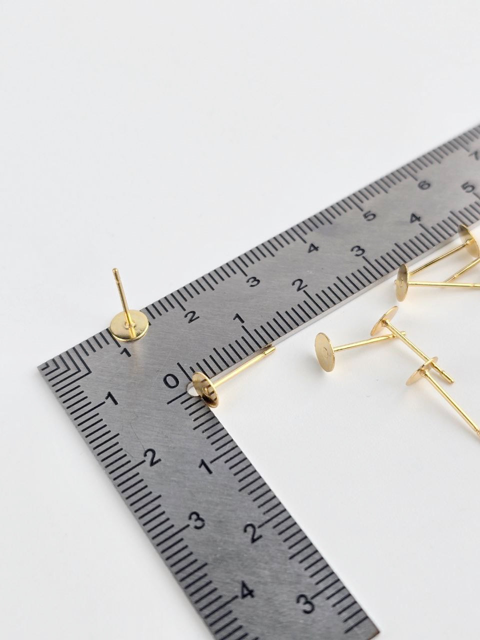 20 x 18K Gold Plated Stainless Steel Flat Pad Earring Posts, 5x12mm