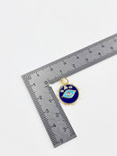 18K Gold Plated Blue Evil Eye Charm, 18x16mm