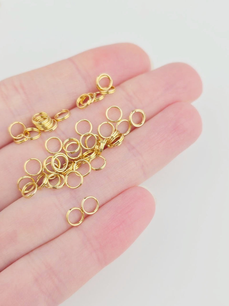 50 x 18K Gold Plated Steel Split Rings, 5x1mm