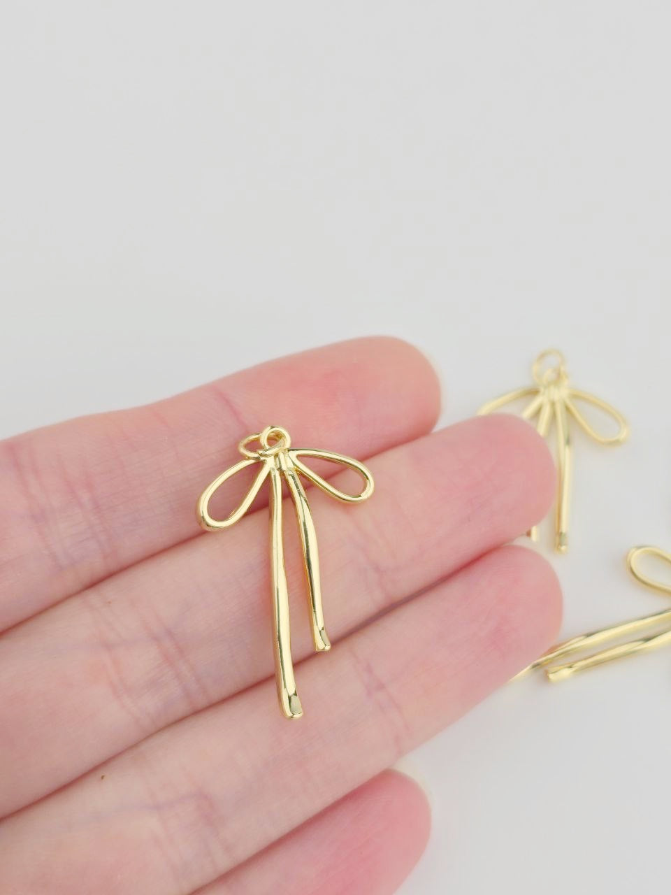 18K Gold Plated Bowknot Charms, 30x20mm