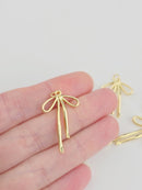 18K Gold Plated Bowknot Charms, 30x20mm