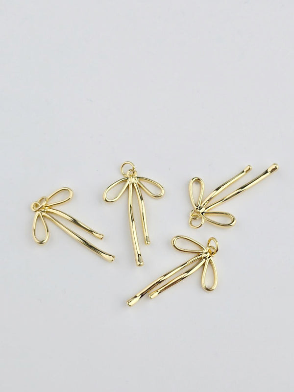 18K Gold Plated Bowknot Charms, 30x20mm