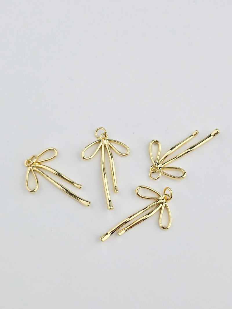 18K Gold Plated Bowknot Charms, 30x20mm