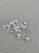 10 x  925 Sterling Silver Plated Steel Ball Stud Earring Posts, 15x4mm