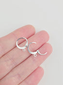 10 x 925 Sterling Silver Plated Steel Leverback Earring Hoops