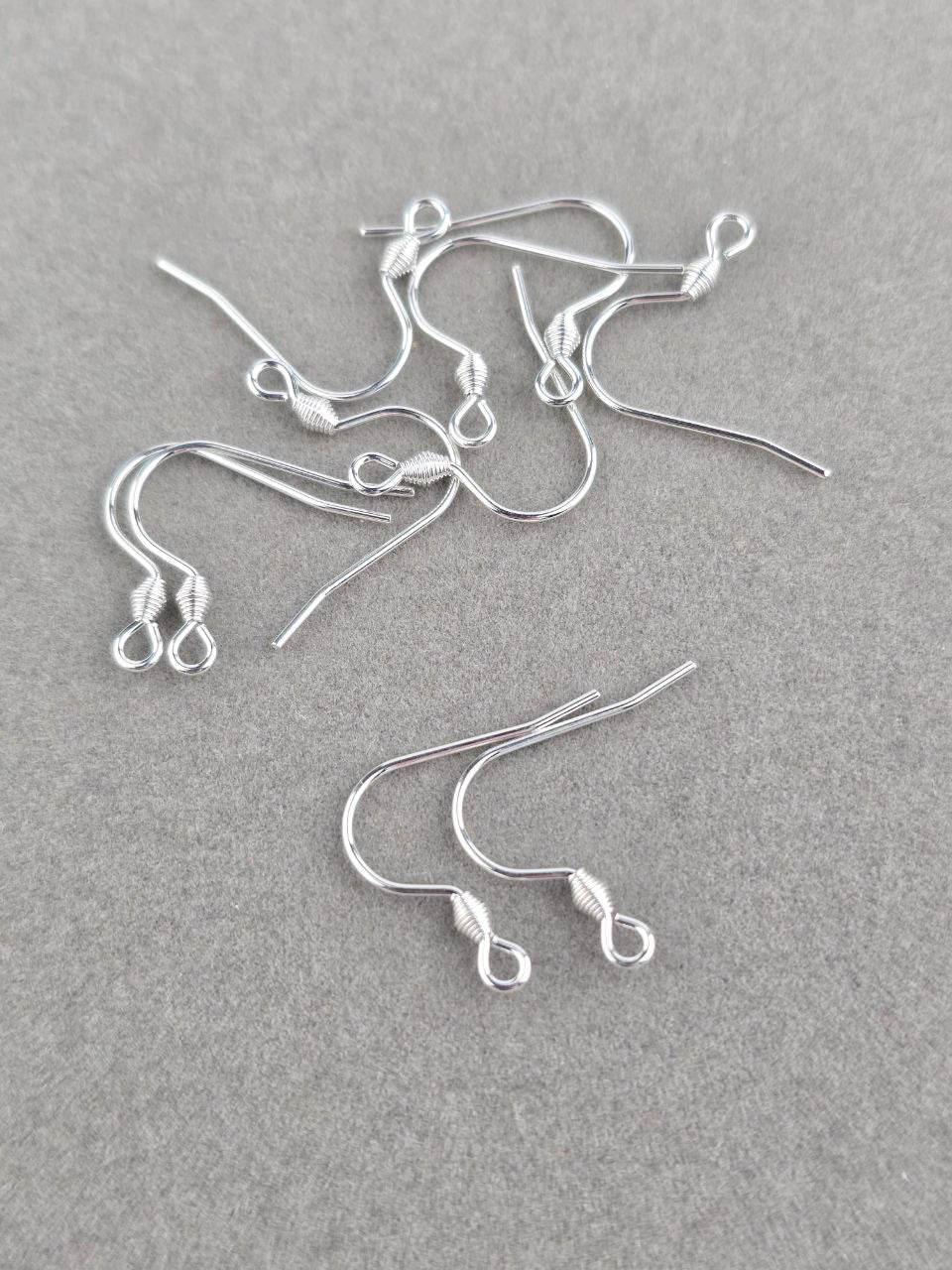 10 x 925 Sterling Silver Plated Steel Earring Hooks, 18mm