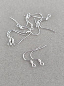 10 x 925 Sterling Silver Plated Steel Earring Hooks, 18mm