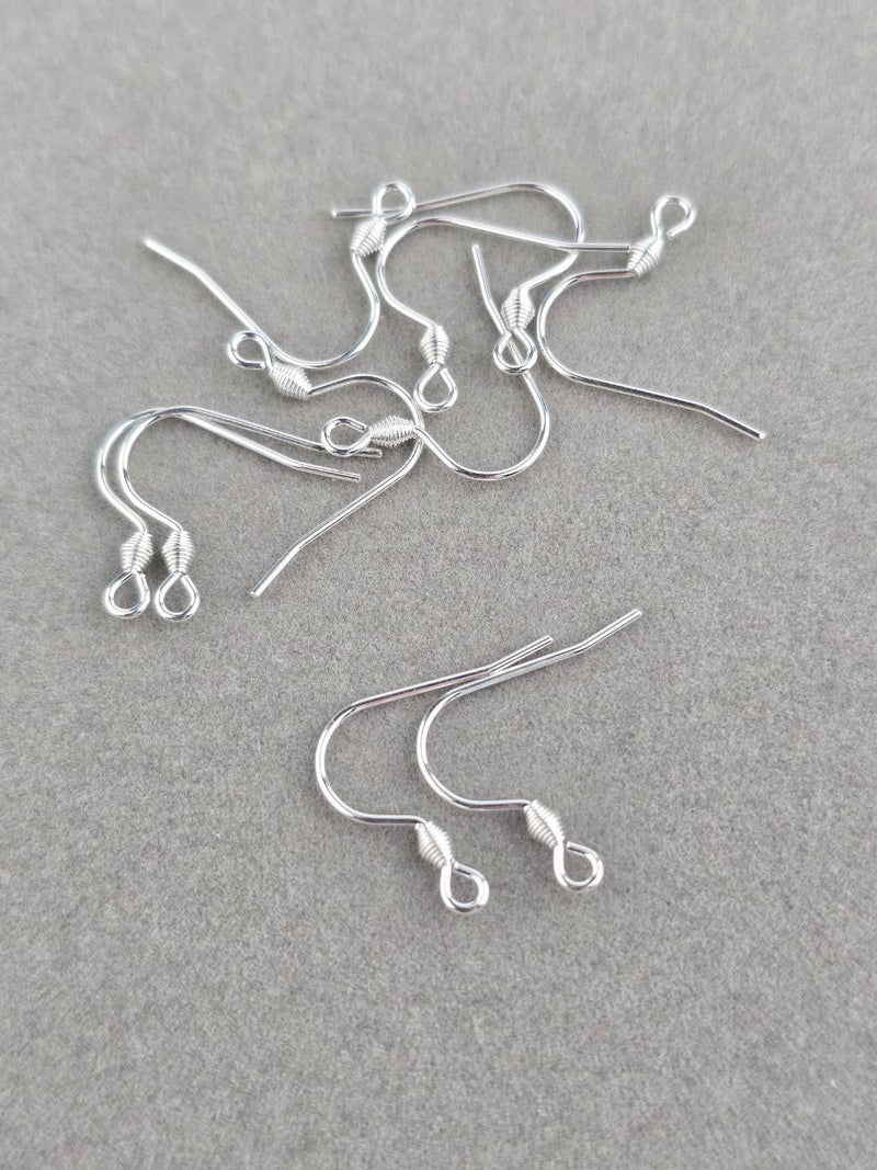 10 x 925 Sterling Silver Plated Steel Earring Hooks, 18mm