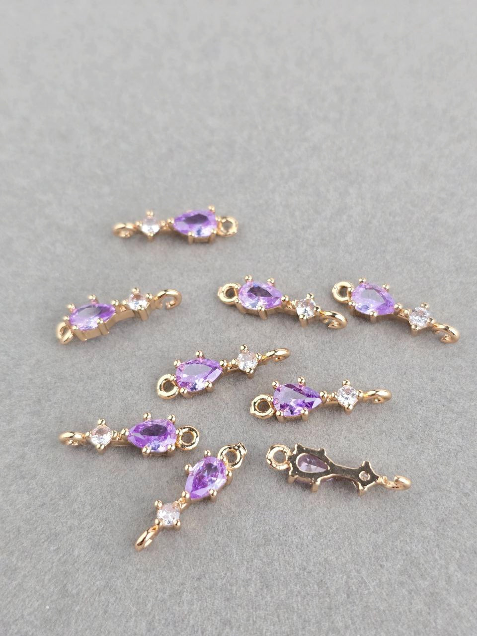 18K Gold Plated Purple CZ Jewellery Connectors