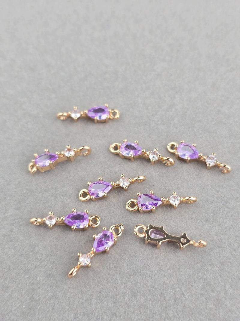 18K Gold Plated Purple CZ Jewellery Connectors