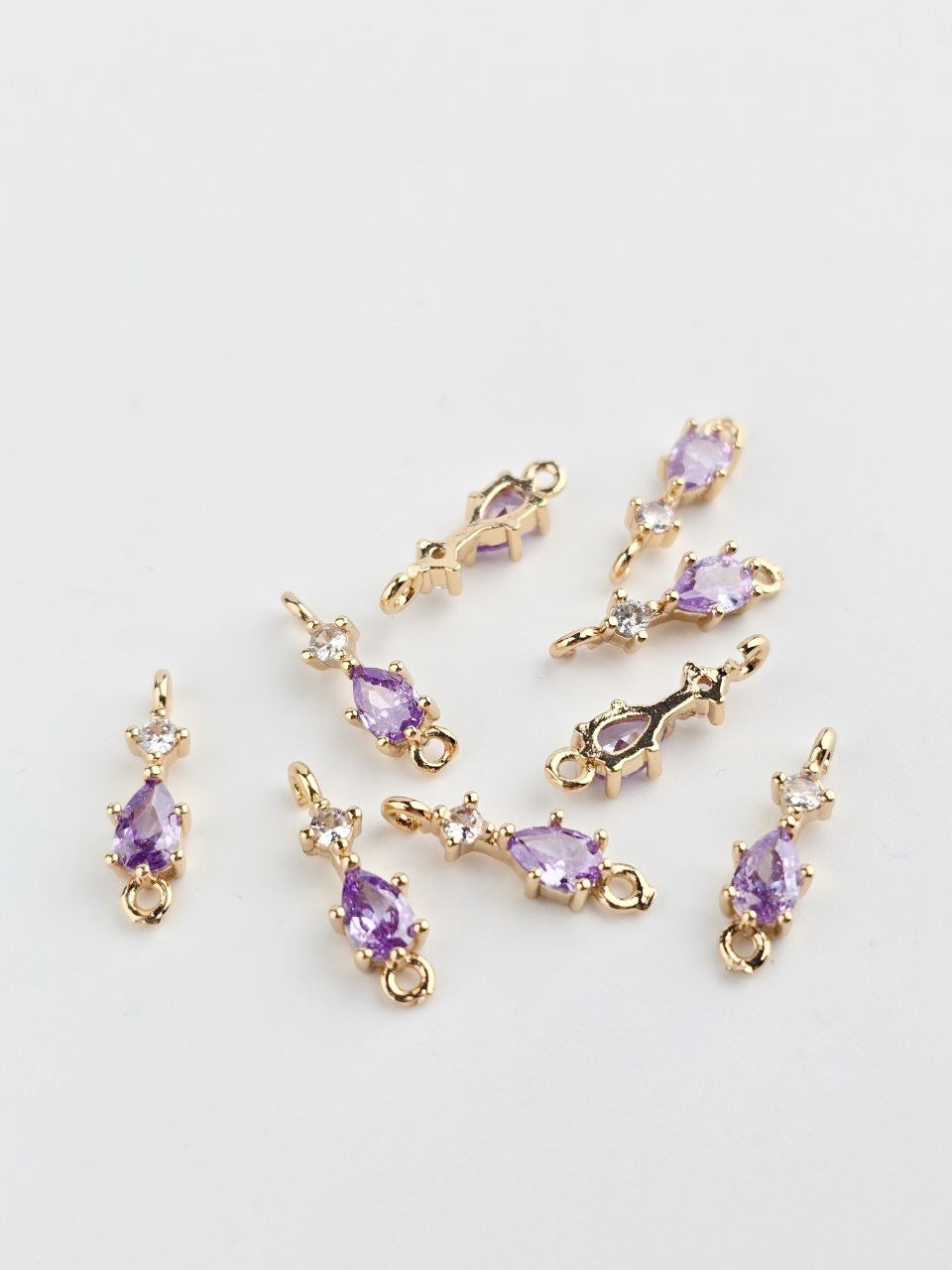 18K Gold Plated Purple CZ Jewellery Connectors