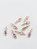 18K Gold Plated Purple CZ Jewellery Connectors