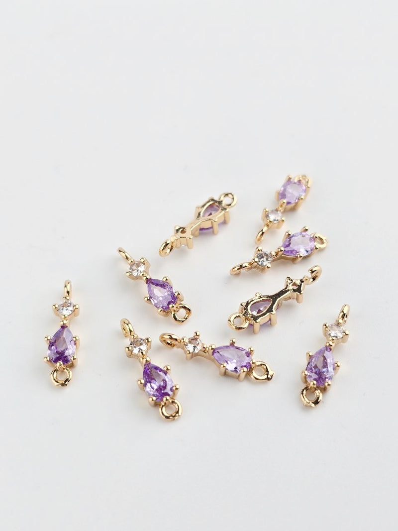 18K Gold Plated Purple CZ Jewellery Connectors